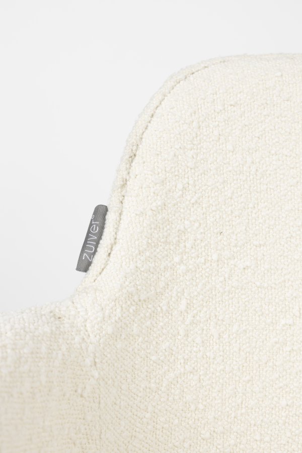 ZUIVER Albert Kuip spisebordsstol, med armlener og svingfunksjon - hvit polyester og hvit aluminium