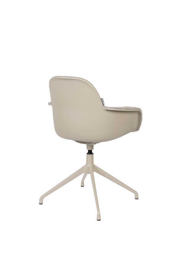 ZUIVER Albert Kuip spisebordsstol, med armlener og svingfunksjon - taupe polyester og taupe aluminium
