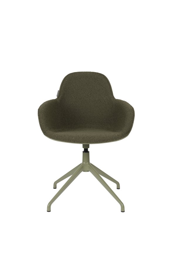 ZUIVER Albert Kuip spisebordsstol, med armlener og svingfunksjon - grnn polyester og grnn aluminium