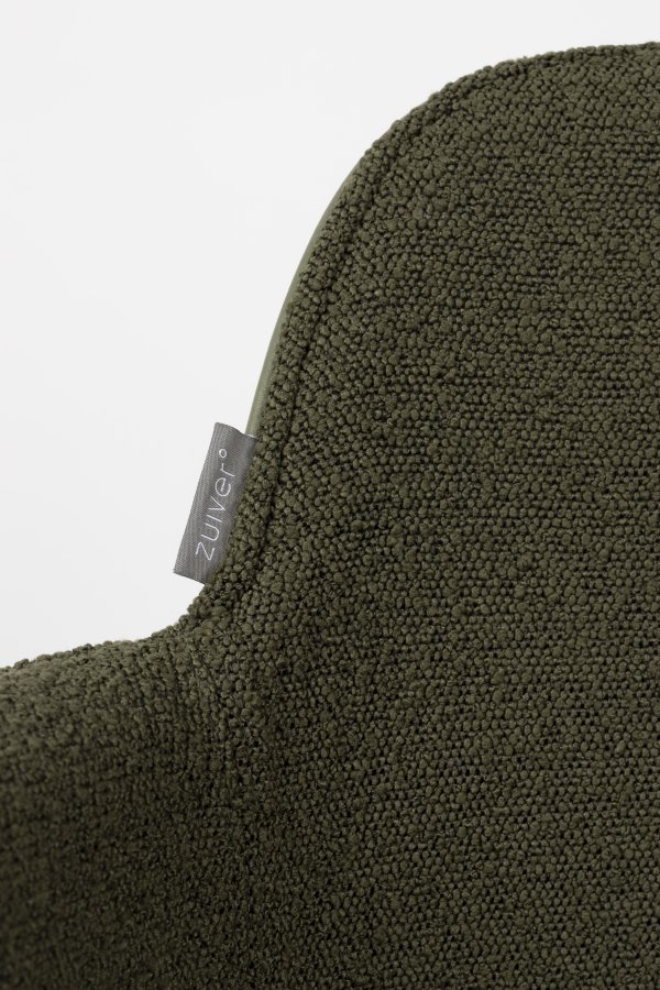 ZUIVER Albert Kuip spisebordsstol, med armlener og svingfunksjon - grnn polyester og grnn aluminium