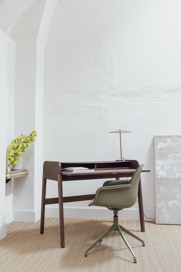 ZUIVER Albert Kuip spisebordsstol, med armlener og svingfunksjon - grnn polyester og grnn aluminium