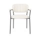 WHITE LABEL LIVING Jolien spisebordsstol, med armlener - hvit bouclé og svart stl