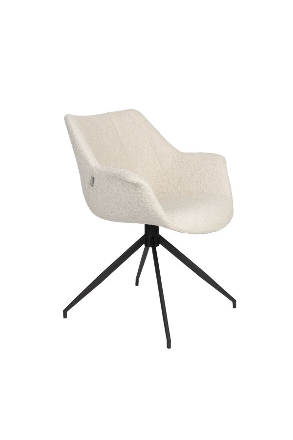 ZUIVER Doulton Svingstol, med armlener - naturlig polyakryl/polyester og sort stl