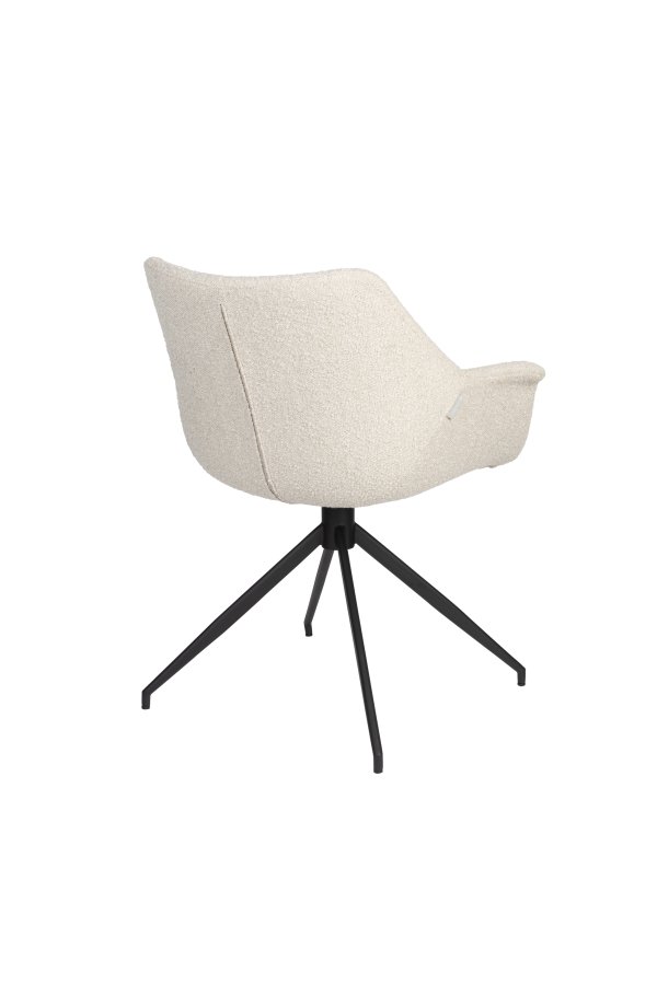 ZUIVER Doulton Svingstol, med armlener - naturlig polyakryl/polyester og sort stl