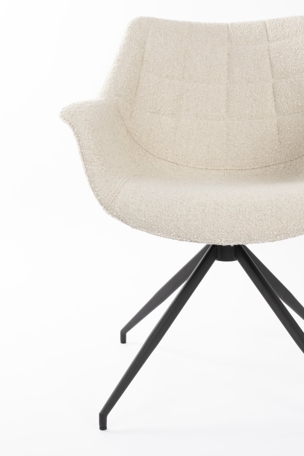 ZUIVER Doulton Svingstol, med armlener - naturlig polyakryl/polyester og sort stl