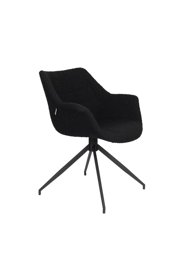 ZUIVER Doulton Svingstol, med armlener - sort polyakryl/polyester og sort stl