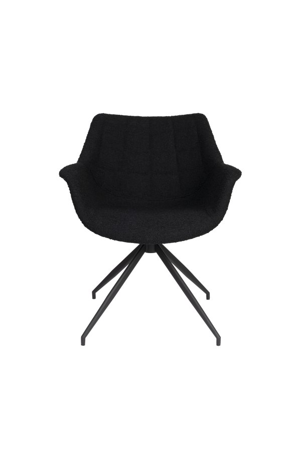 ZUIVER Doulton Svingstol, med armlener - sort polyakryl/polyester og sort stl