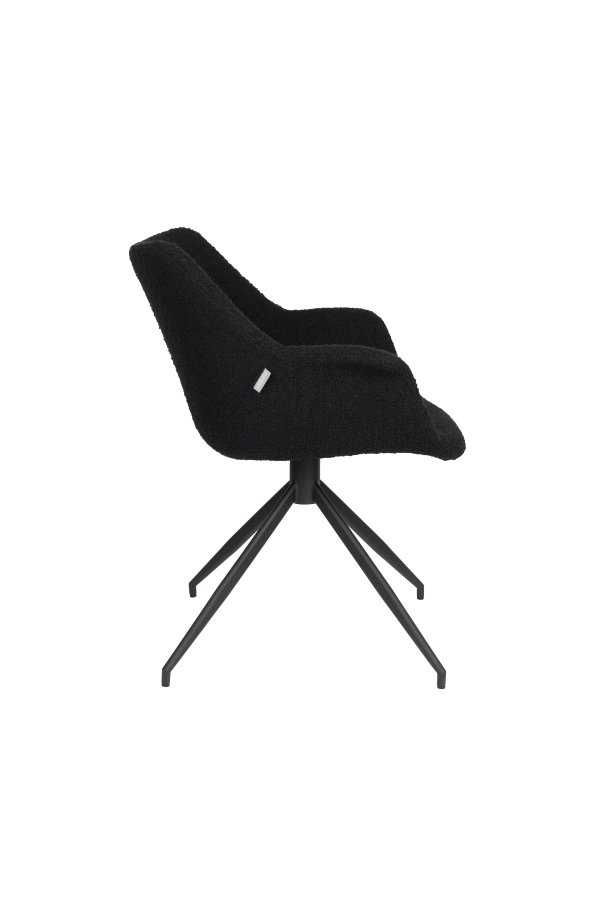 ZUIVER Doulton Svingstol, med armlener - sort polyakryl/polyester og sort stl