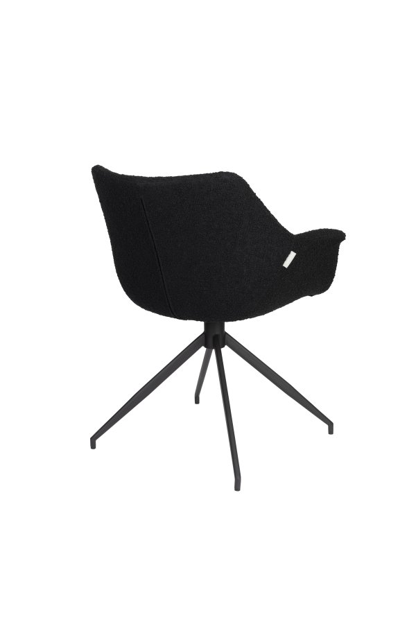 ZUIVER Doulton Svingstol, med armlener - sort polyakryl/polyester og sort stl