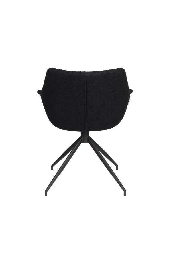 ZUIVER Doulton Svingstol, med armlener - sort polyakryl/polyester og sort stl