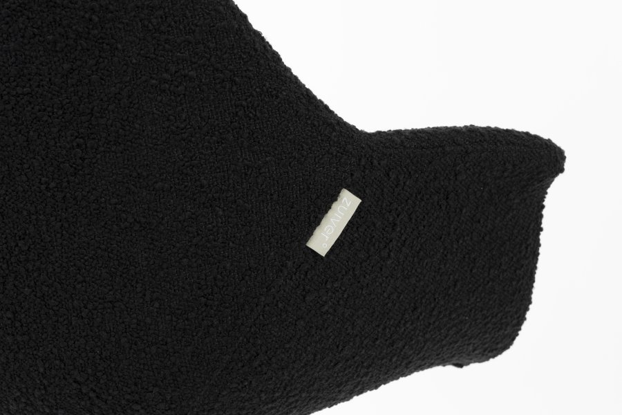 ZUIVER Doulton Svingstol, med armlener - sort polyakryl/polyester og sort stl