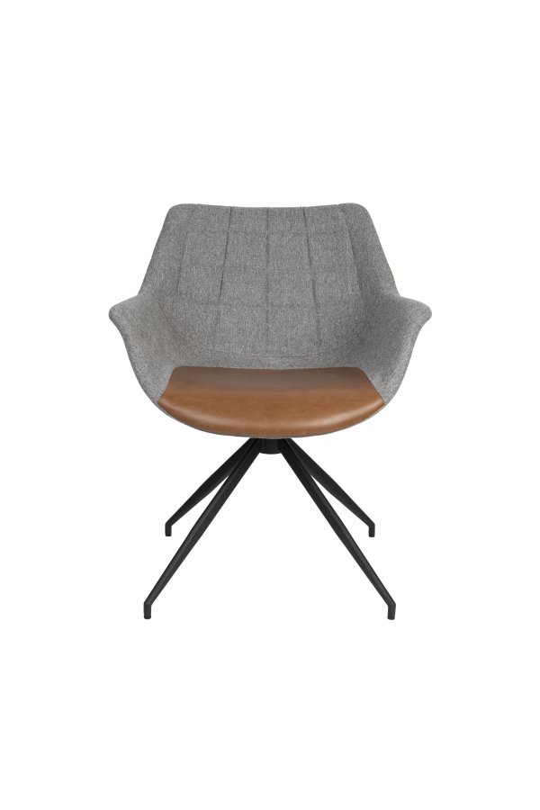 ZUIVER Doulton Svingstol, m armlener - vintage brun, gr polyakryl/polyester og sort stl