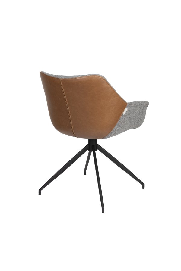 ZUIVER Doulton Svingstol, m armlener - vintage brun, gr polyakryl/polyester og sort stl