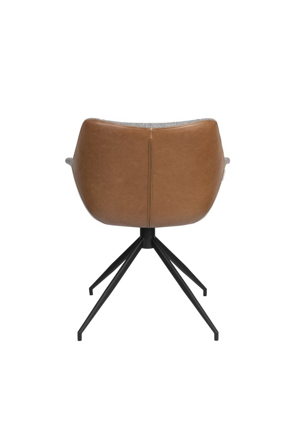 ZUIVER Doulton Svingstol, m armlener - vintage brun, gr polyakryl/polyester og sort stl