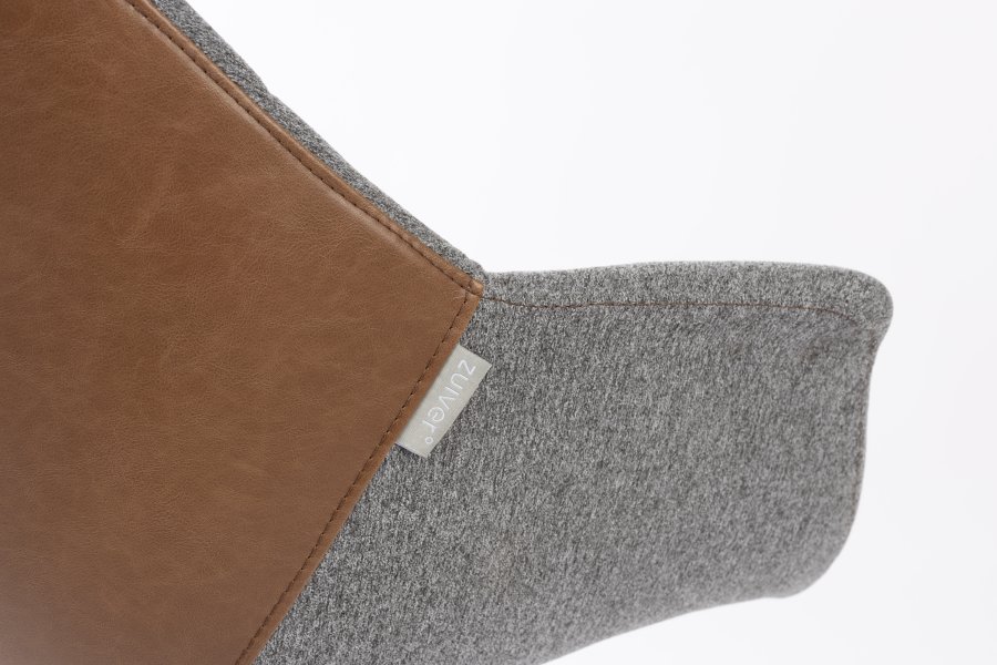 ZUIVER Doulton Svingstol, m armlener - vintage brun, gr polyakryl/polyester og sort stl