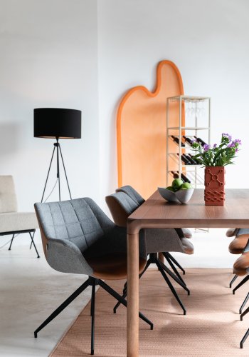 ZUIVER Doulton Svingstol, m armlener - vintage brun, gr polyakryl/polyester og sort stl