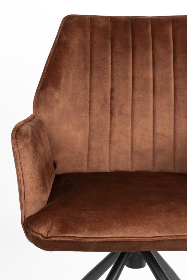 WHITE LABEL LIVING Jamie spisebordstol, m armlener - rust polyester og metall