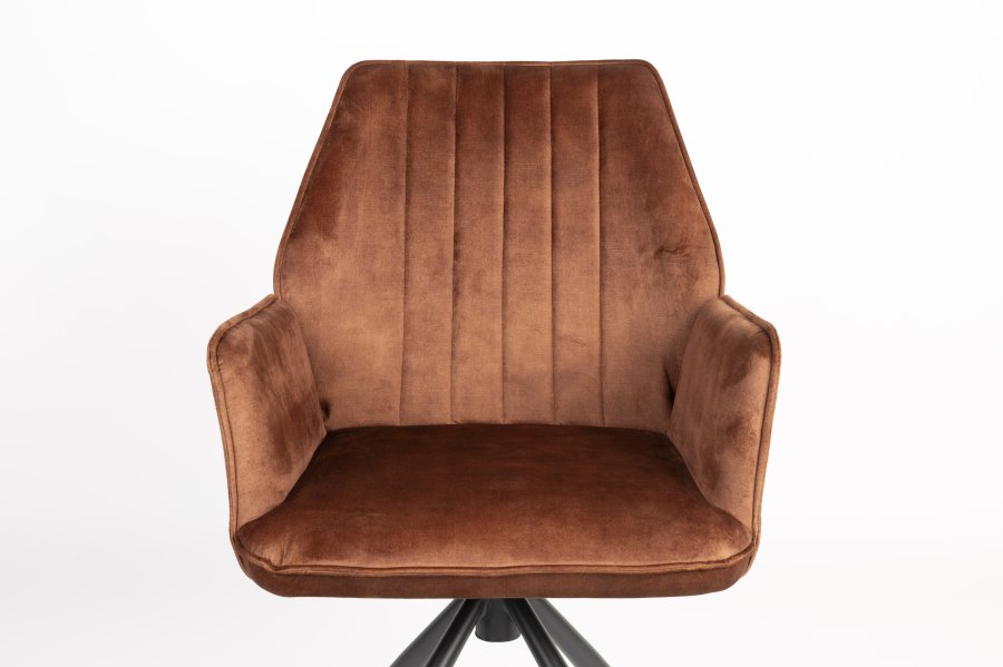 WHITE LABEL LIVING Jamie spisebordstol, m armlener - rust polyester og metall