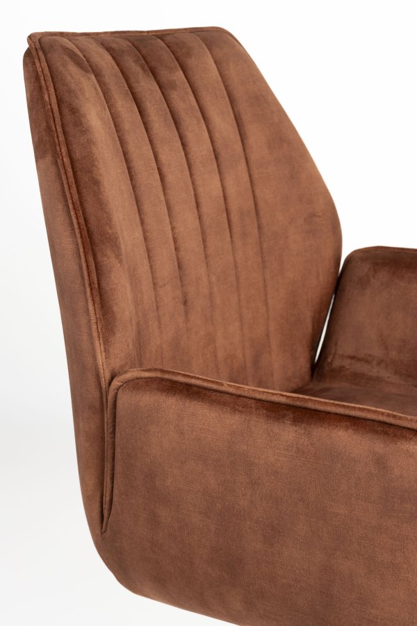 WHITE LABEL LIVING Jamie spisebordstol, m armlener - rust polyester og metall