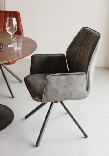 WHITE LABEL LIVING Jamie spisebordstol, m armlener - mose polyester og metall