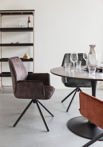 WHITE LABEL LIVING Jamie spisebordstol, m armlener - brun polyester og metall