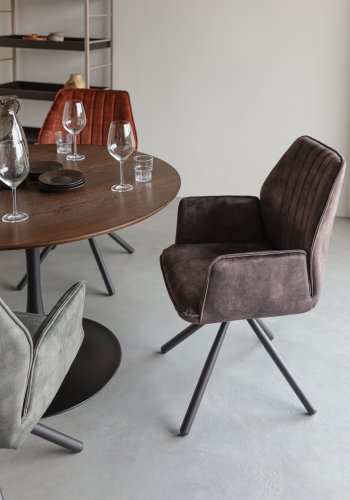 WHITE LABEL LIVING Jamie spisebordstol, m armlener - brun polyester og metall