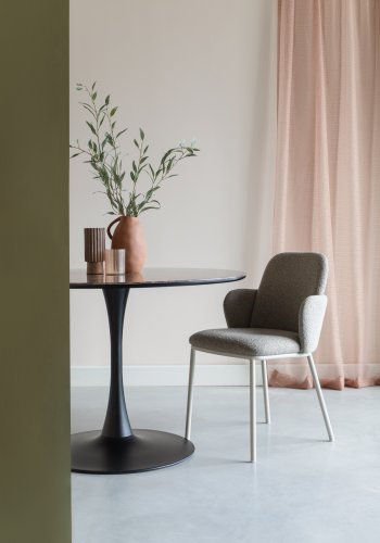 WHITE LABEL LIVING Jerrico spisestuestol, med armlener - brun polyester og beige metall