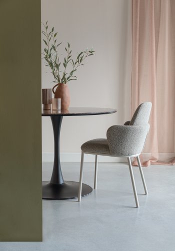 WHITE LABEL LIVING Jerrico spisestuestol, med armlener - brun polyester og beige metall