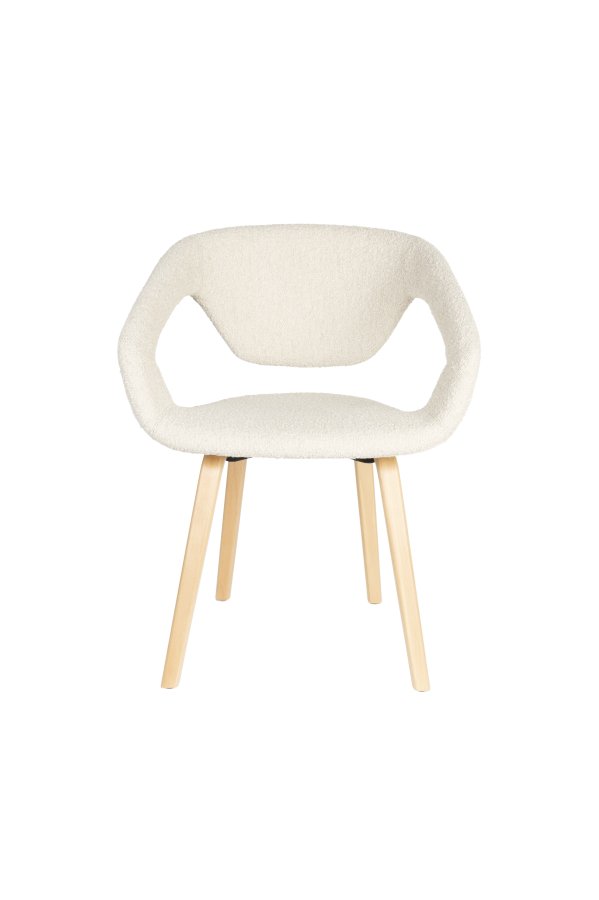 ZUIVER Flexback spisebordstol, med armlener - beige bouclé og naturlig bketre