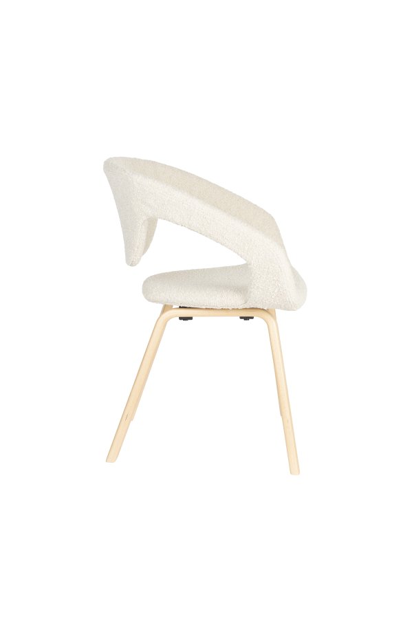 ZUIVER Flexback spisebordstol, med armlener - beige bouclé og naturlig bketre