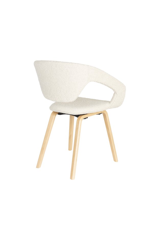 ZUIVER Flexback spisebordstol, med armlener - beige bouclé og naturlig bketre