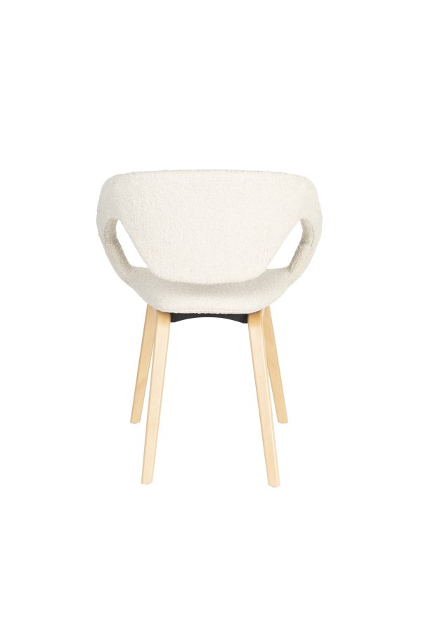 ZUIVER Flexback spisebordstol, med armlener - beige bouclé og naturlig bketre