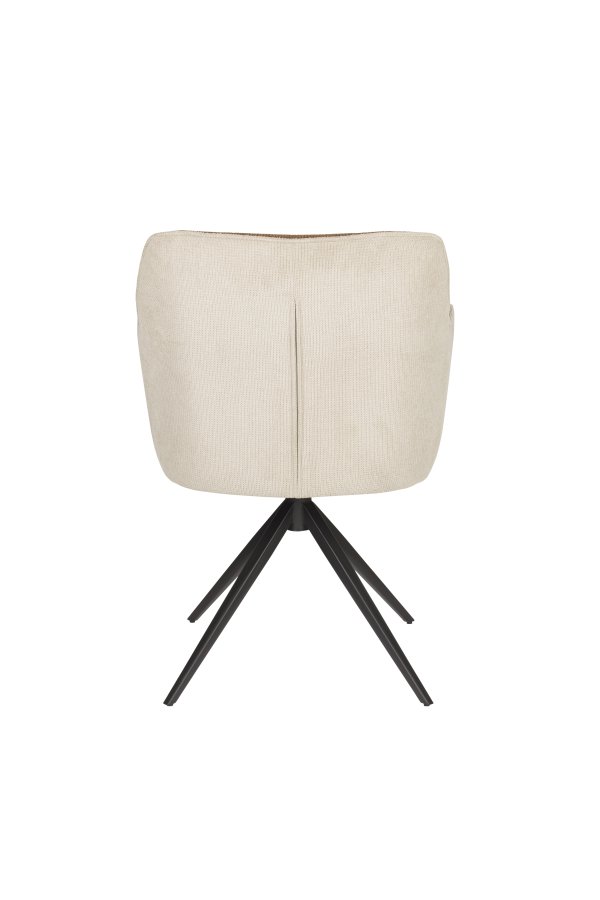 WHITE LABEL LIVING Daley spisebordstol, med armlen - beige/brun polyester og svart jern