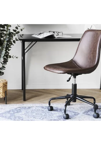 HOUSE NORDIC Monaco kontorstol, m. drejefunktion og hjul - mrkebrun PU og sort metal