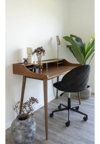 HOUSE NORDIC Geneva kontorstol - sort velour og sort stl