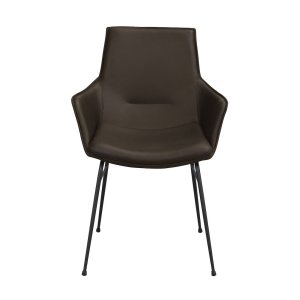 ROWICO Lowell spisebordsstol, m. armln - brun lder og sort metal