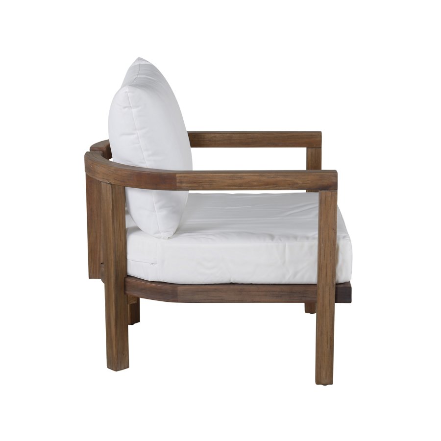 VENTURE DESIGN Erica havestol, m. armln og hynder - offwhite polyester og brun akacietr