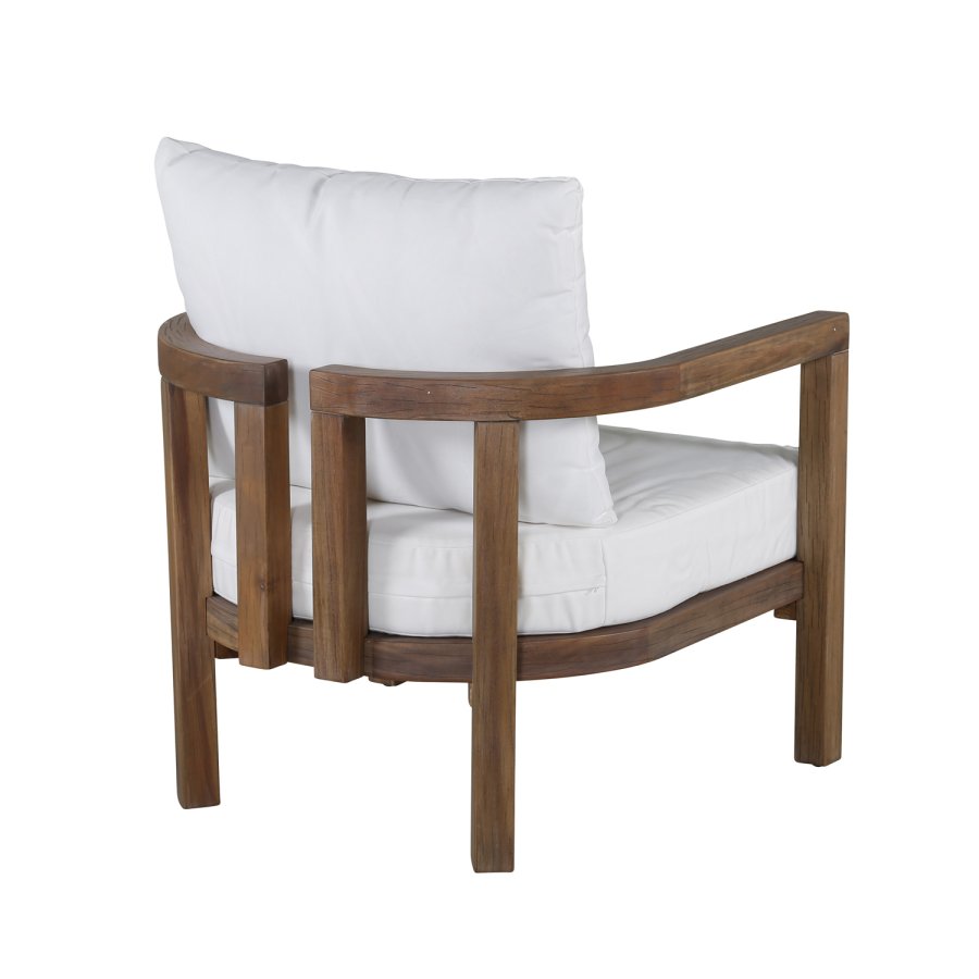 VENTURE DESIGN Erica havestol, m. armln og hynder - offwhite polyester og brun akacietr