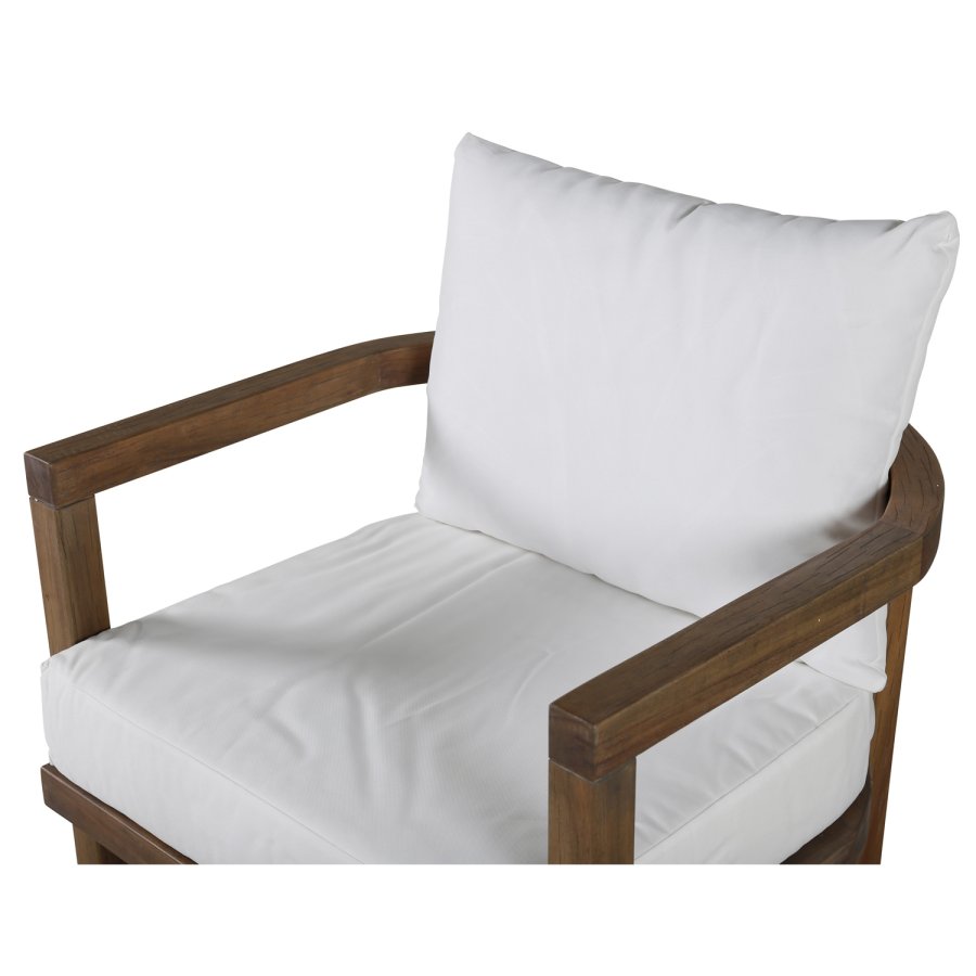 VENTURE DESIGN Erica havestol, m. armln og hynder - offwhite polyester og brun akacietr