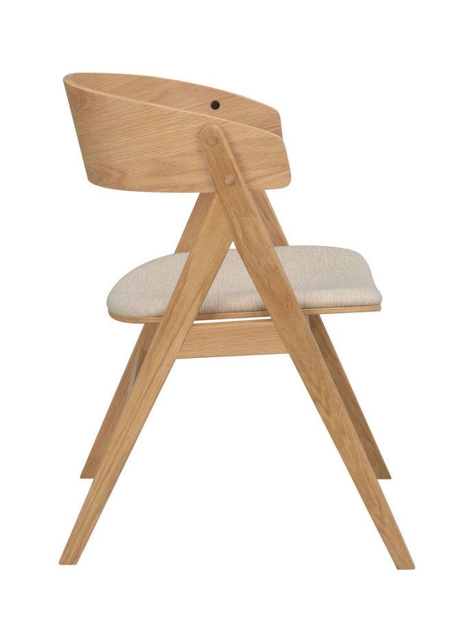 ROWICO Waterton spisebordstol, m. armlener - beige stoff og naturlig eik
