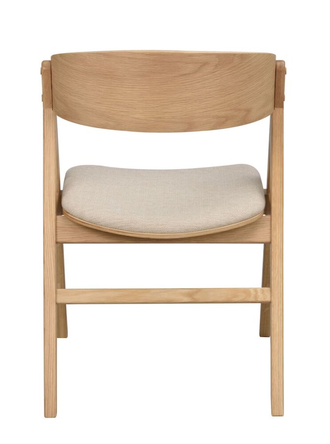 ROWICO Waterton spisebordstol, m. armlener - beige stoff og naturlig eik