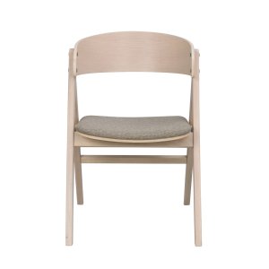 ROWICO Waterton spisebordsstol, m. armln - gr/brun stof og hvidvasket eg