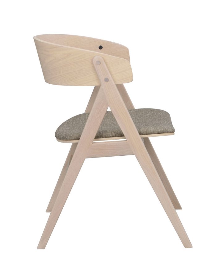 ROWICO Waterton spisebordstol, m armlener - gr/brunt stoff og hvitkalket eik