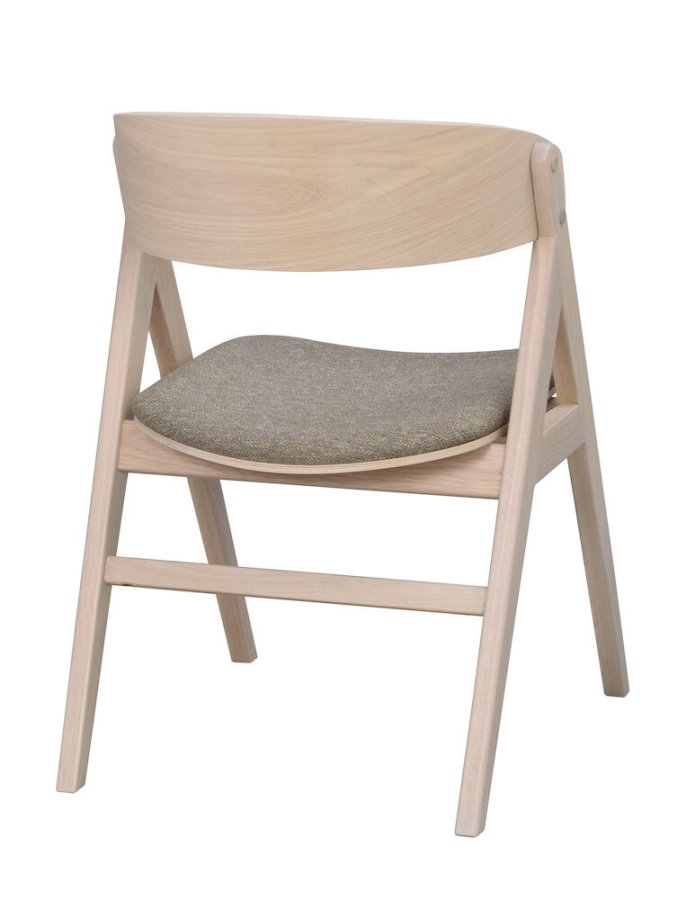 ROWICO Waterton spisebordstol, m armlener - gr/brunt stoff og hvitkalket eik