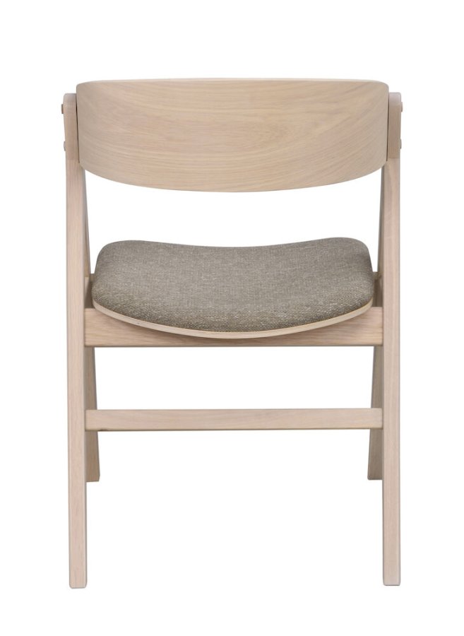 ROWICO Waterton spisebordstol, m armlener - gr/brunt stoff og hvitkalket eik