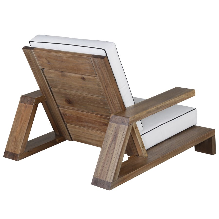 VENTURE DESIGN Daria Loungesessel für den Garten, mit Armlehnen – cremefarbene Kissen und braunes Akazienholz