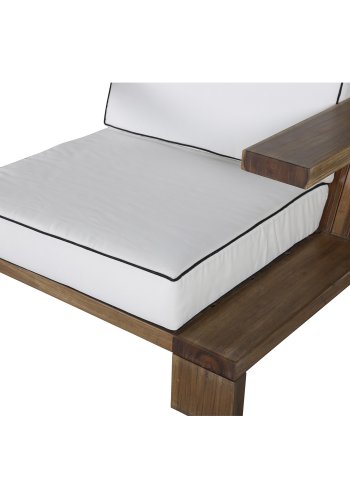 VENTURE DESIGN Daria Loungesessel für den Garten, mit Armlehnen – cremefarbene Kissen und braunes Akazienholz