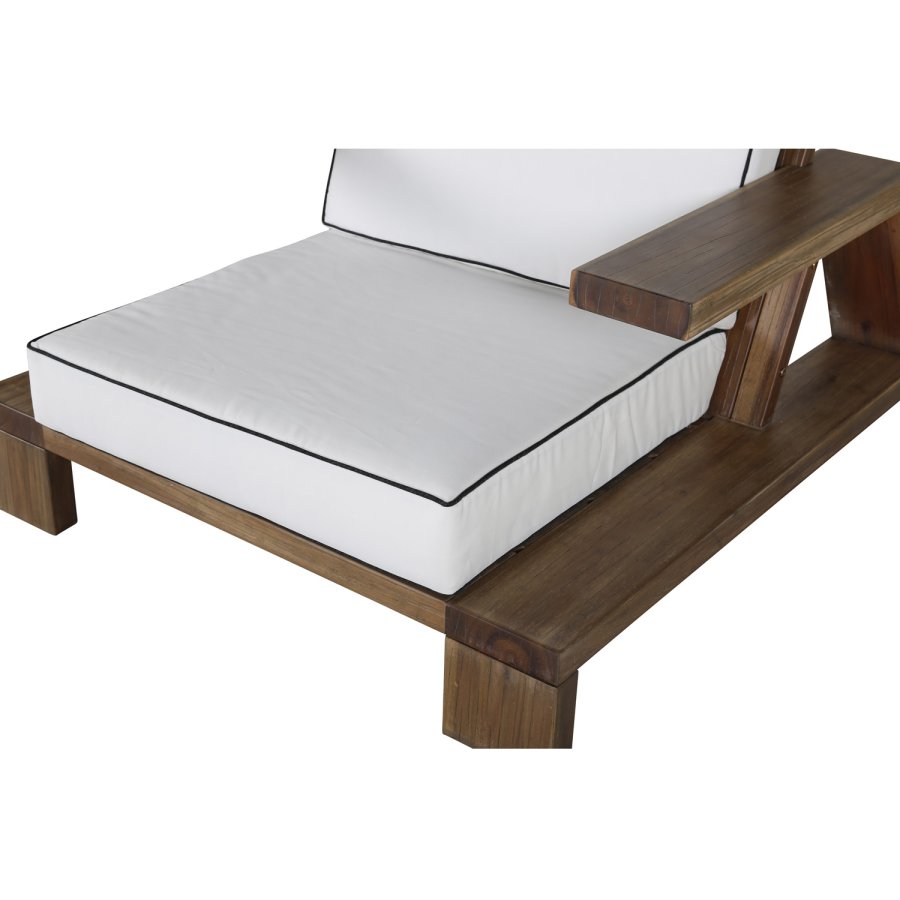 VENTURE DESIGN Daria Loungesessel für den Garten, mit Armlehnen – cremefarbene Kissen und braunes Akazienholz