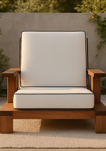 VENTURE DESIGN Daria loungestol til haven, m. arml�n - offwhite hynder og brun akacietr�
