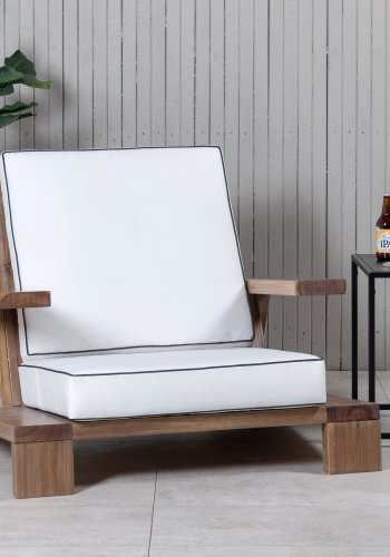 VENTURE DESIGN Daria loungestol til haven, m. arml�n - offwhite hynder og brun akacietr�
